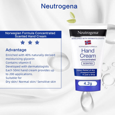 Neutrogena Norwegian Formula Concentrated Scented Hand Cream 50ml*3, with Glycerin and Vitamin E, For Dry Skin and Chapped Hands