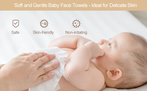 Purcotton Face Wipes, Extra Soft & Thick Face Towel, 60 Pieces/Pack, 3 Packs, Disposable Dry Face Wipes, Dry Baby Towel