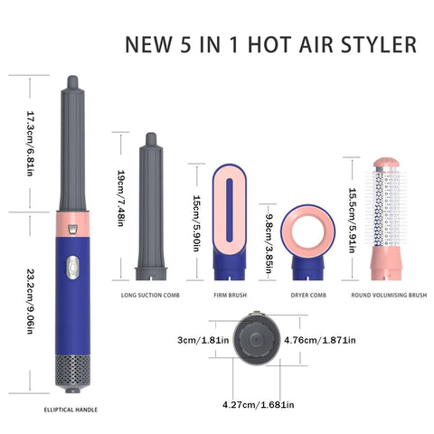 5 in 1 Hair Dryer Hot Comb Set Curling Iron with Curling Brush Professional Hair Straightener Hair Care Styling Tools Household