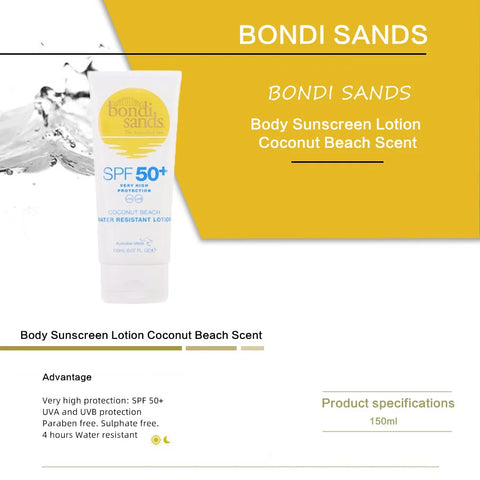 BONDI SANDS SPF 50+ Body Sunscreen Lotion Coconut Beach Scent, 4 hours water resistant, UVA & UVB protection, Paraben free