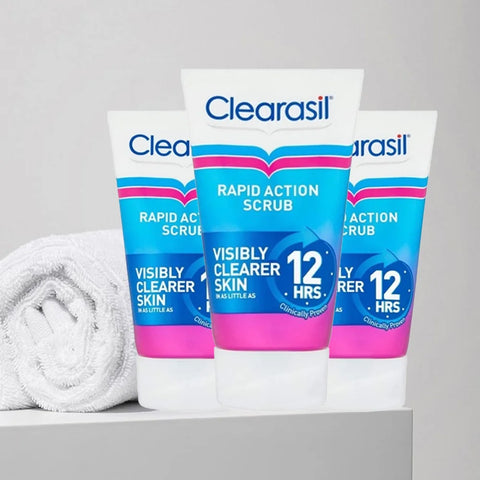 Clearasil Rapid Action Acne Exfoliating Face Scrub 125ml*3 packs, Blackhead Scrub With Salicylic Acid, Spot Treatment