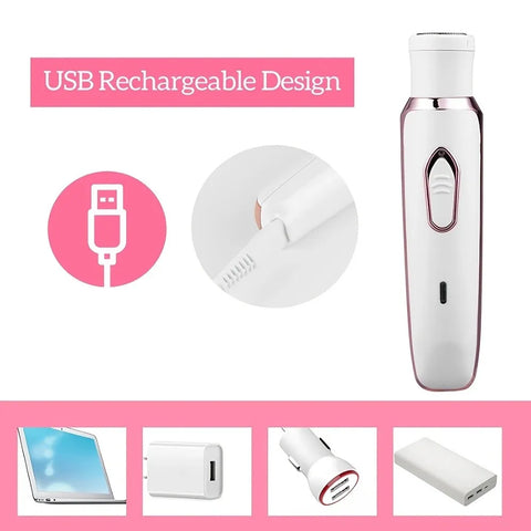 4 in 1 Electric Hair Removal Device Painless Epilator For Face Nose Legs and Underarm Bikini Trimmer Removal Shaver Cleaning Set