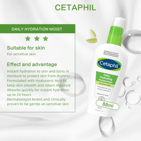 CETAPHIL DAILY HYDRATION MOIST 88ML,  Hyaluronic Acid, Suitable for sensitive skin,