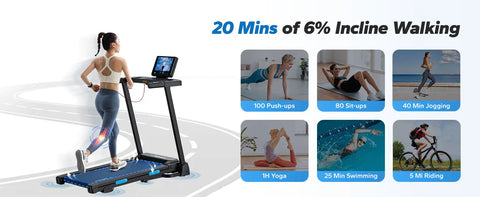 MERACH Foldable Treadmill with Incline 0.8-12km/H Walking Pad Save Space LED Display APP Heart Rate Monitoring 16.5" Wider Belt