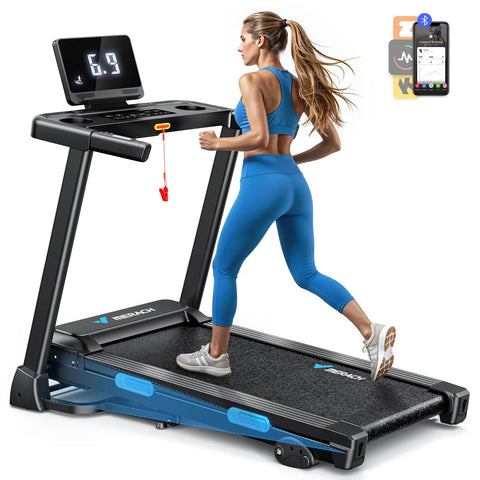 MERACH Foldable Treadmill with Incline 0.8-12km/H Walking Pad Save Space LED Display APP Heart Rate Monitoring 16.5" Wider Belt