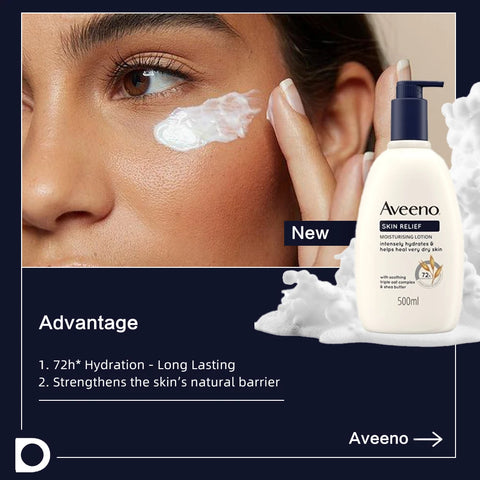 AVEENO SKIN RELIEF MOISTURISING LOTION 500ml, Soothing Triple Oat Complex & Shea Butter, For Sensitive Skin, 72h Intense Hydrati