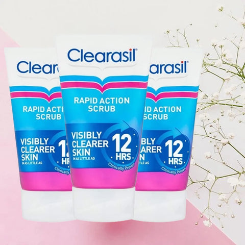 Clearasil Rapid Action Acne Exfoliating Face Scrub 125ml*3 packs, Blackhead Scrub With Salicylic Acid, Spot Treatment