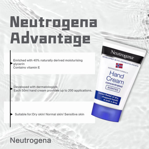 Neutrogena Norwegian Formula Concentrated Scented Hand Cream 50ml*3, with Glycerin and Vitamin E, For Dry Skin and Chapped Hands