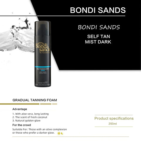 BONDI SANDS SELF TAN MIST DARK  250ML,Natural golden glow, with aloe vera, scent of fresh coconut, long lasting