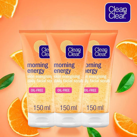 CLEAN & CLEAR Morning Energy Skin Energising Daily Facial Scrub 150ml 3 Packs