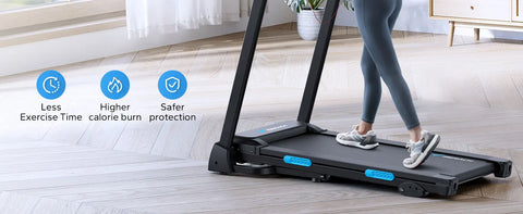 MERACH Foldable Treadmill with Incline 0.8-12km/H Walking Pad Save Space LED Display APP Heart Rate Monitoring 16.5" Wider Belt