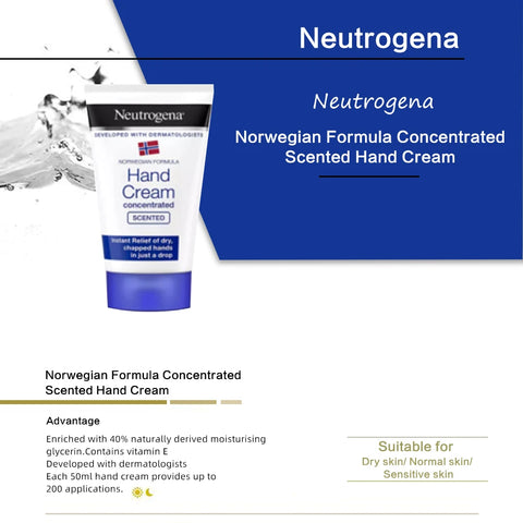 Neutrogena Norwegian Formula Concentrated Scented Hand Cream 50ml*3, with Glycerin and Vitamin E, For Dry Skin and Chapped Hands