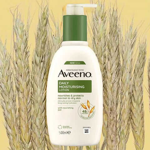 Aveeno Daily Moisturising Body Lotion 500ml, Suitable For Sensitive Skin, With Soothing Oats & Rich Emollients, Long-lasting 48h