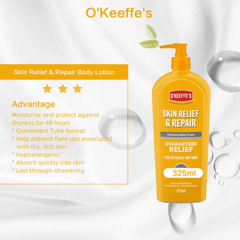 O'Keeffe's Skin Relief & Repair Body lotion 325ml*2 packs, Relief for Extremely Dry, Itchy Skin