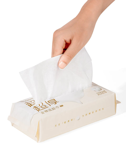 Purcotton Face Wipes, Extra Soft & Thick Face Towel, 60 Pieces/Pack, 3 Packs, Disposable Dry Face Wipes, Dry Baby Towel