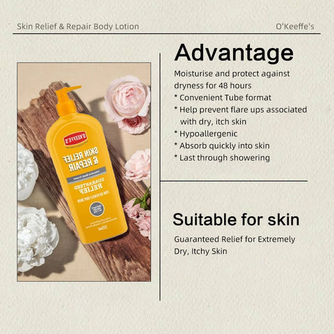O'Keeffe's Skin Relief & Repair Body lotion 325ml*2 packs, Relief for Extremely Dry, Itchy Skin