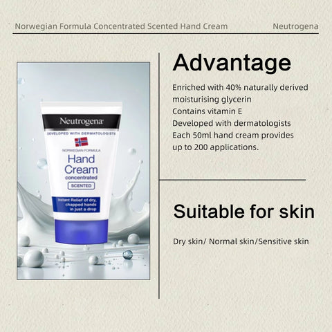 Neutrogena Norwegian Formula Concentrated Scented Hand Cream 50ml*3, with Glycerin and Vitamin E, For Dry Skin and Chapped Hands