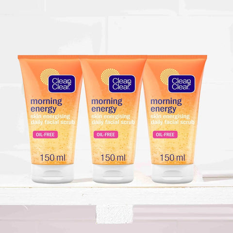CLEAN & CLEAR Morning Energy Skin Energising Daily Facial Scrub 150ml 3 Packs