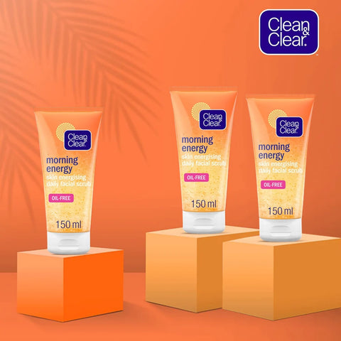 CLEAN & CLEAR Morning Energy Skin Energising Daily Facial Scrub 150ml 3 Packs