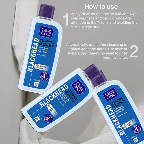 CLEAN & CLEAR® Blackhead Clearing Cleanser 200ml*3 packs, reduce and prevent Blackhead, Salicylic Acid, remove oil and dirt