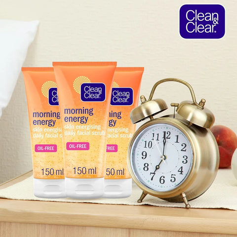CLEAN & CLEAR Morning Energy Skin Energising Daily Facial Scrub 150ml 3 Packs
