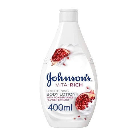 Johnsons Vita-Rich Bright Body Lotion Pomgrnt - 400 ml, pomegranate flower, shea butter, hydrates and brightens skin