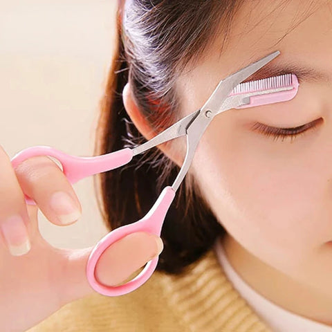 Eyebrow Trimmer Eyelash Thinning Shears Comb Shaping Eyebrow Scissors Grooming