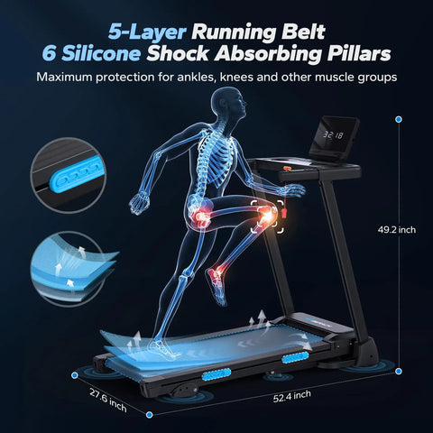 MERACH Foldable Treadmill with Incline 0.8-12km/H Walking Pad Save Space LED Display APP Heart Rate Monitoring 16.5" Wider Belt