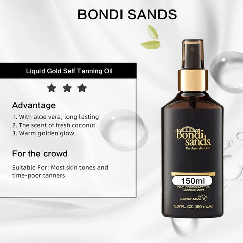 BONDI SANDS Liquid Gold Self Tanning Oil 150ml, golden tan, With Argan Oil, longlasting