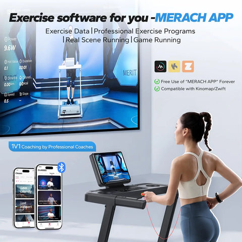 MERACH Foldable Treadmill with Incline 0.8-12km/H Walking Pad Save Space LED Display APP Heart Rate Monitoring 16.5" Wider Belt