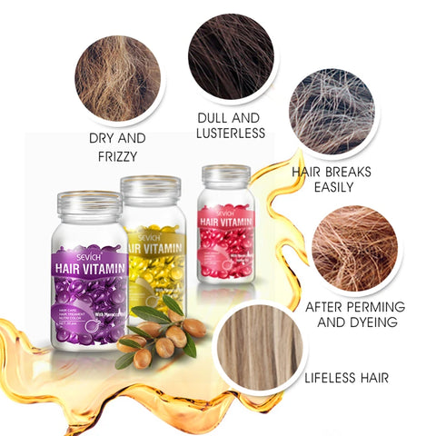 Sevich 3PCS/SET Hair Vitamin Keratin Capsule Set Repair Damaged Hair Serum for Dry Hair Nourishing Anti Hair Loss Moroccan Serum