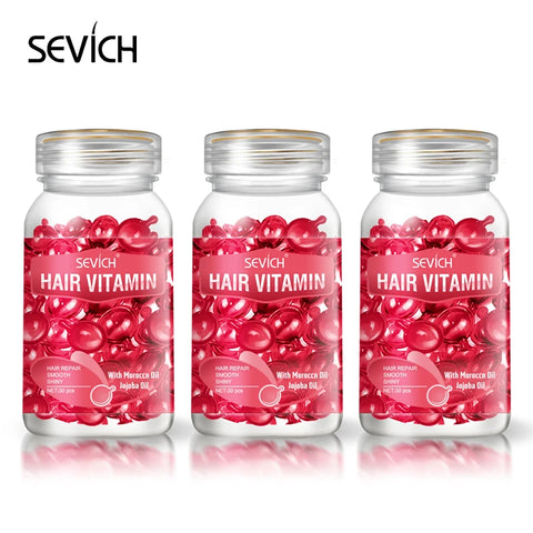 Sevich 3PCS/SET Hair Vitamin Keratin Capsule Set Repair Damaged Hair Serum for Dry Hair Nourishing Anti Hair Loss Moroccan Serum