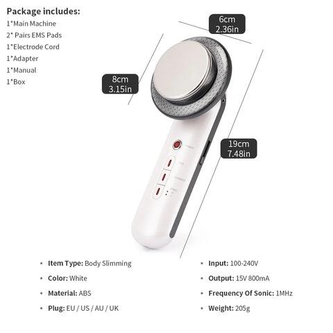 Ultrasonic Cavitation Face Lifting Beauty Machine EMS Infrared Ultrasound Body Slimming Massager Fat Burner Anti Wrinkle Device