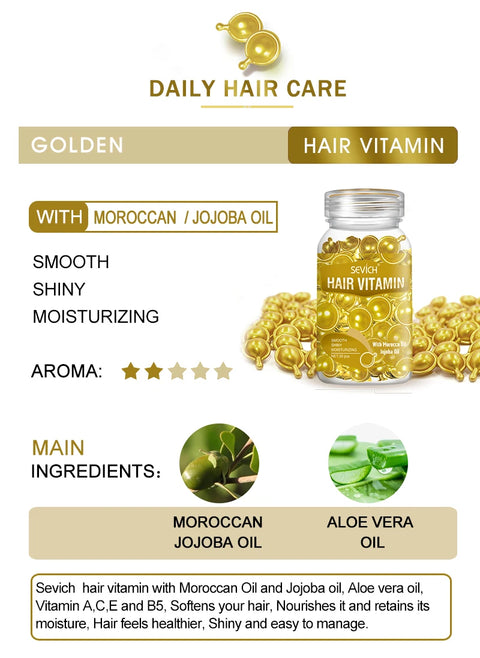Sevich 3PCS/SET Hair Vitamin Keratin Capsule Set Repair Damaged Hair Serum for Dry Hair Nourishing Anti Hair Loss Moroccan Serum