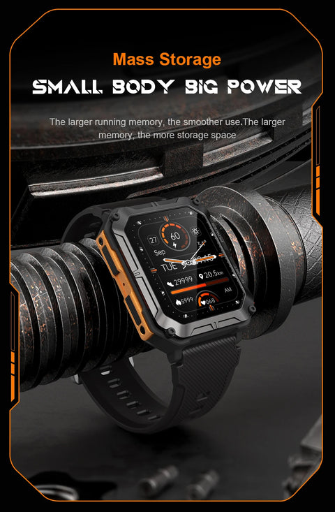 C20Pro Sports Smart Watch Men Bluetooth Call Smartwatch IP68 Waterproof Multi Sports Mode Health Monitoring Military Smartwatch