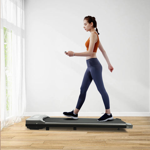 220V Electric Under Desk Treadmill, 0.65-2hp Remote Control Walking Running Pad Machine for Home Gym Fitness 0.62-3.73mph Speed