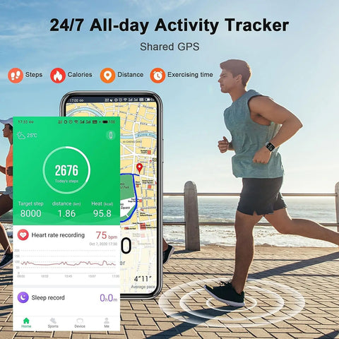 Nerunsa Smart Watch, Fitness Tracker 1.69" Touch Screen Smartwatch Fitness Watch Heart Rate Monitor/Pedometer/Sleep Monitor.