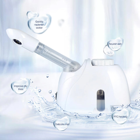 K·SKIN Face Steamer Nano Spray Moisturizing Instrument Hot Mist Steam Aromatherapy Card Slot Rotating Nozzle Replenish Water