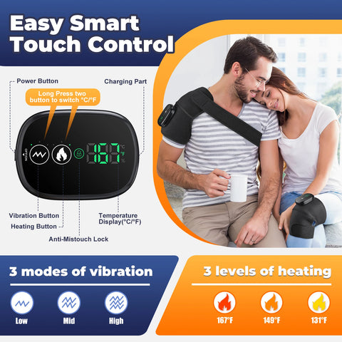 Electric Shoulder Heating Pad 3 Modes Vibration Shoulder Knee Elbow Relax Belt Big Area Thermal Massager Health Care