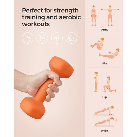 SONGMICS Set of 2 Dumbbells, 2 x 1.5 kg Hand Weights with Neoprene Coating, Hexagonal Dumbbells Pair, Home Workout, Fitness