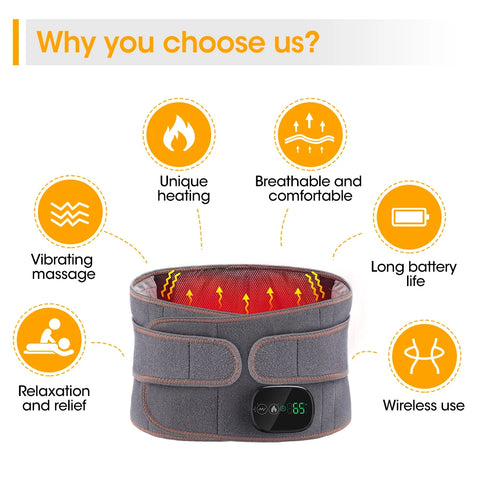 Electric Heating Belt Waist Massager Vibration Red Light Hot Compress Physiotherapy Lumbar Back Support Brace Pain Relief Tools