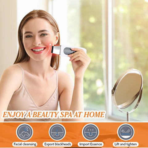 Ultrasonic Facial Shovel Cleanser Skin Scrubber Peeling Blackhead Remover Deep Face Cleaning Ultrasonic Ion Ance Pore Cleaner