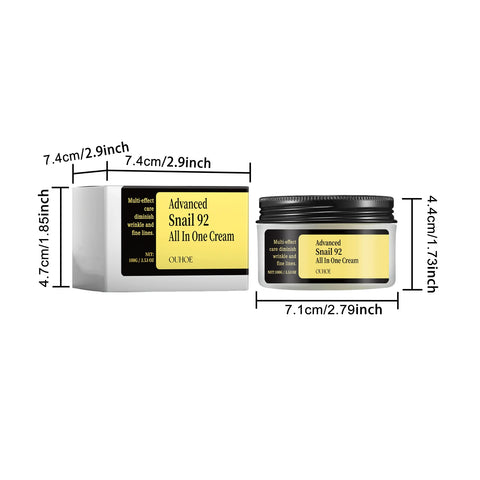 OUHOE Advanced Snail 92 All In One Cream - Deep Moisturize, Anti - aging, Light Texture, Travel - friendly, Gift - suitable