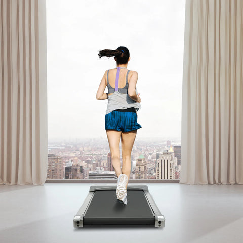 220V Electric Under Desk Treadmill, 0.65-2hp Remote Control Walking Running Pad Machine for Home Gym Fitness 0.62-3.73mph Speed