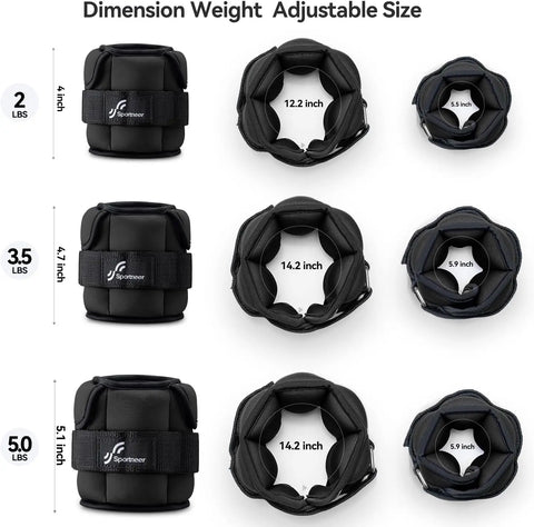 Sportneer Adjustable Wrist and Ankle Weights for Women and Men 1 Pair 1 2 3 4 6 7 8 10 lbs Adjustable Leg Weight for Gym Fitness