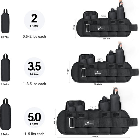 Sportneer Adjustable Wrist and Ankle Weights for Women and Men 1 Pair 1 2 3 4 6 7 8 10 lbs Adjustable Leg Weight for Gym Fitness
