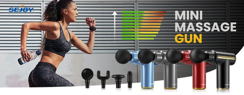 Sejoy Portable Fascia Gun Tissue Massager Mini Lightweight Body Massage with LED Touch Screen 4 Replaceable Massage Heads