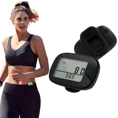 Walking Pedometer Clip On Step Counter LCD Display Accurate Step Tracker Multi-Function Electronic Pedometer for Walking Running