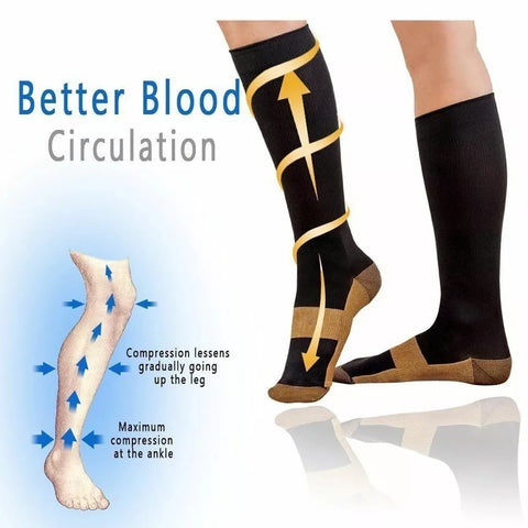 5Pair Sports Copper Compression Socks Anti Varicose Veins for Women and Men Calf Support Socks for Running Nurses Flight Travel