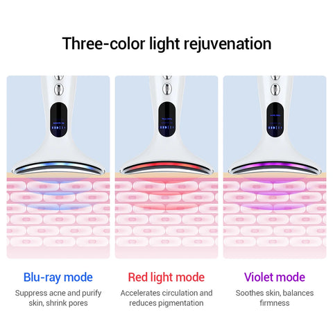 Neck Face Beauty Device 3 Colors LED Photon Therapy Skin Tighten Reduce Double Chin Anti Wrinkle Remove Skin Care Tools